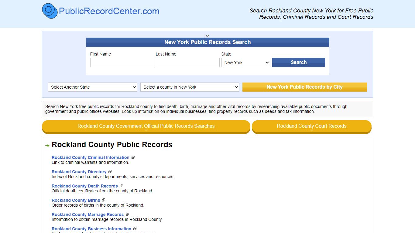 Rockland County New York Free Public Records - Court ...